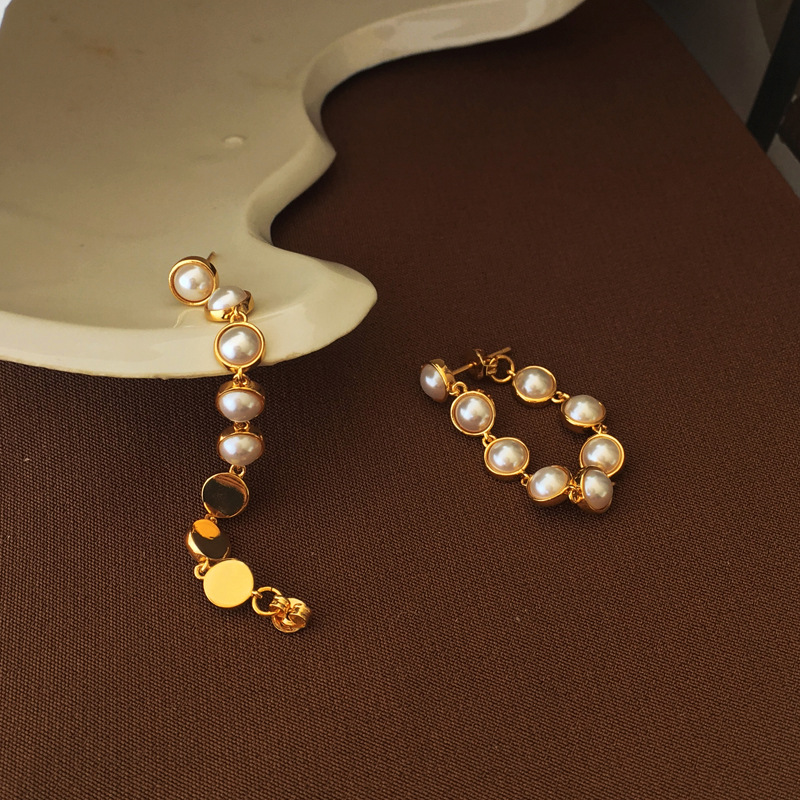 Mode Runden Kupfer Ohrringe Überzug Künstliche Perlen Kupfer Ohrringe display picture 1