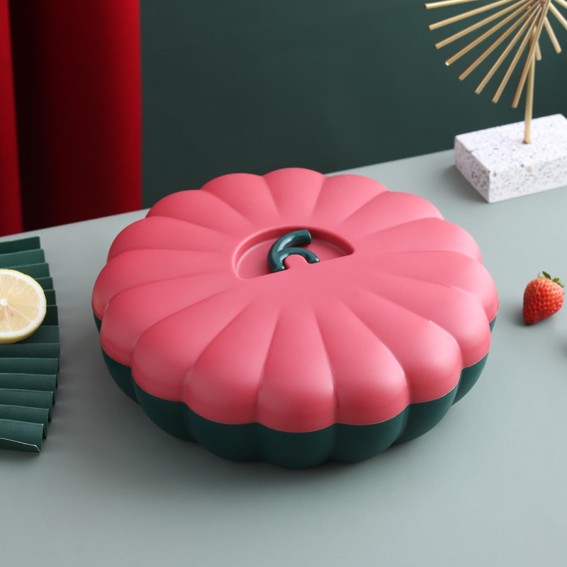 Creativo plato de fruta de calabaza vacaciones sala de estar mesa de café caja de dulces hogar caja de fruta seca año nuevo snack caja de almacenamiento con tapa image 8