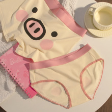 2025米兰新款纯棉猪猪情侣内裤粉色个性情侣平角裤中腰可爱三角裤