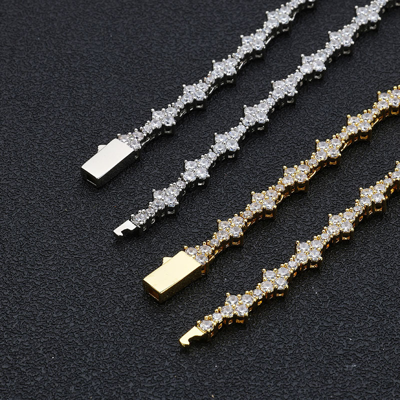 1 Piece Quantity Hip-Hop Rhombus Copper Diamond Zircon Unisex Necklace Men Chain Necklaces
