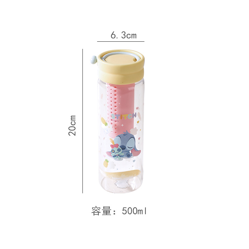 Disney Stitch nueva taza de agua de vidrio para niñas pajita de borosilicato con tapa taza de manita con fugas de té 520 regalo