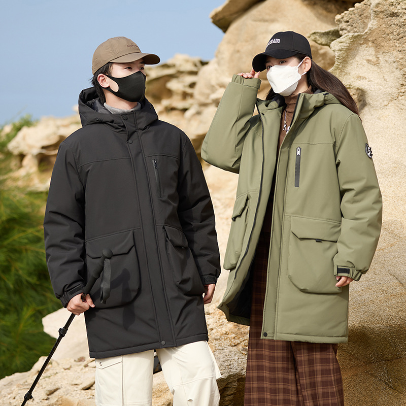 2025主推数据好款情侣中长款棉衣连帽男女同款外套石墨烯过膝长裤