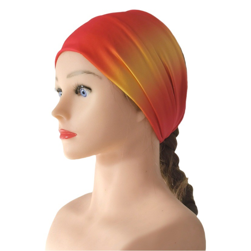 Headscarf Bohemian Style Women's Amazon New Gradient Wide Brim Headscarf Yoga Sports Headwear Factory Wholesale