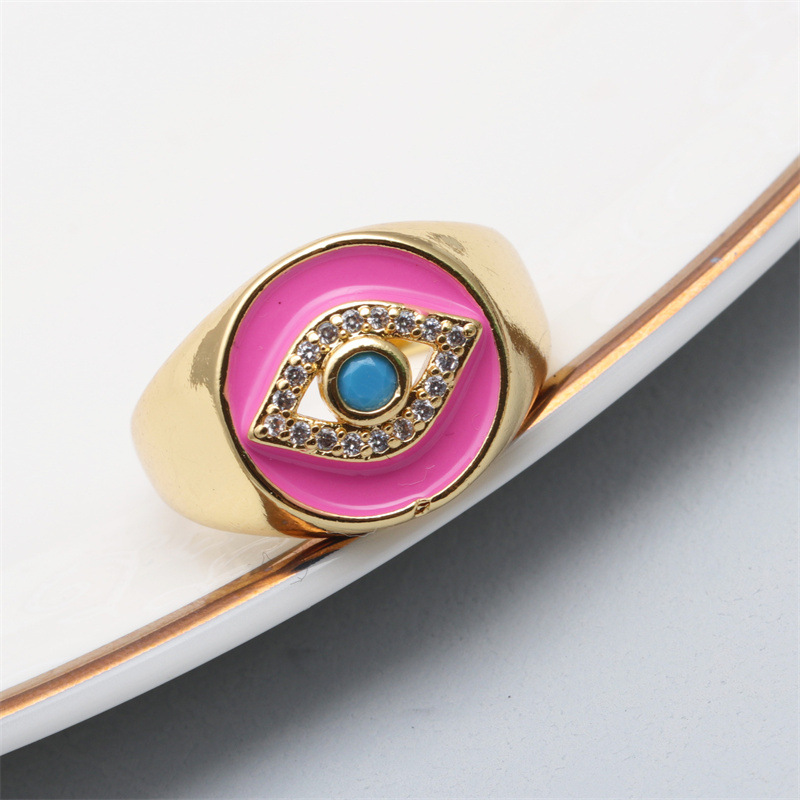 Fashion Devil's Eye Copper Open Ring Inlay Zircon Copper Rings display picture 3