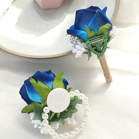 파란색 손목 꽃장식
