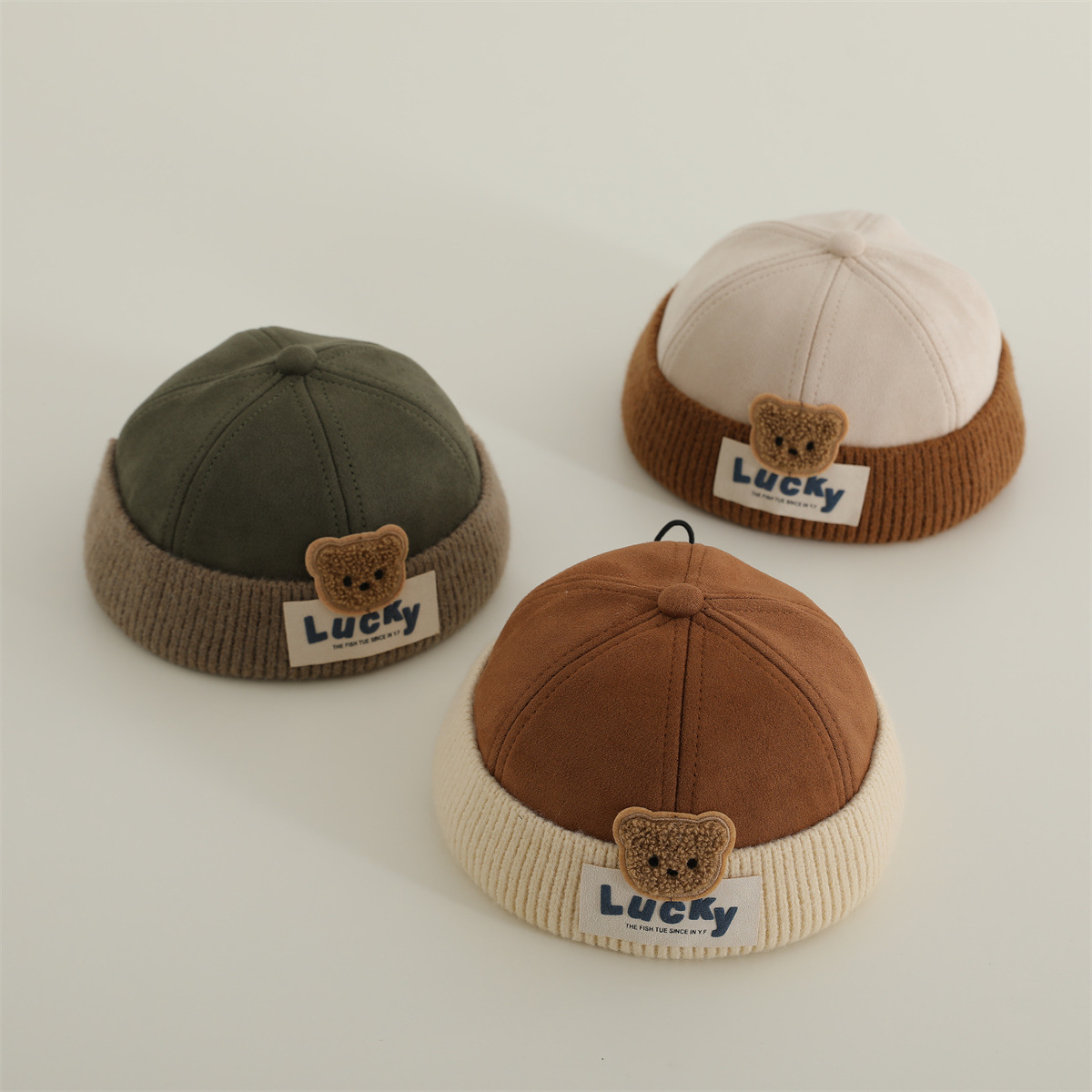 2024 sombrero para bebés primavera y otoño adorable sombrero de cuero de melón sombrero sin bordes sombrero para niños y niñas