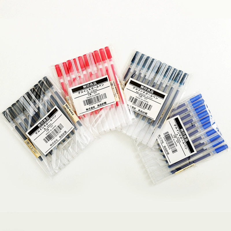 Гелевая роллер ручка (Muji) 0.38 / 0.5 мм, школьная ручка, чернила черные/красные/синие