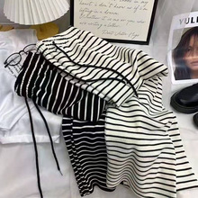 条纹毛巾裤子女2023春秋直筒宽松显瘦休闲裤潮流百搭拖地裤直筒裤