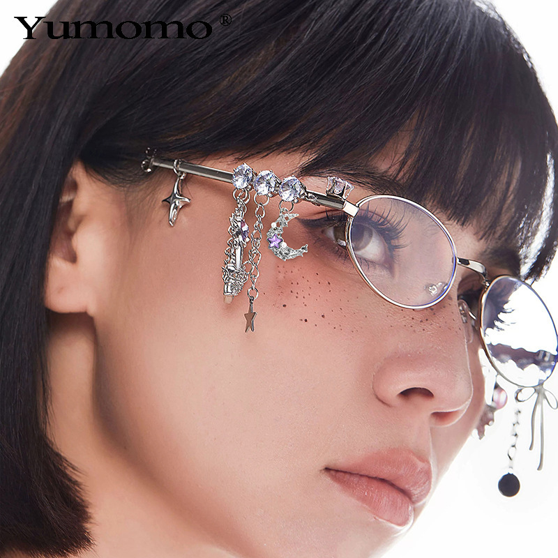 2026 New Style Personality Sweet Cool Glasses Frames, Same Style as Hot Girl Sakura, Star Diamond Small Frame, Oval, Collectible, Japanese Style 2026 New Style Personality Sweet Cool Glasses Frames, Same Style as Hot Girl Sakura, Star Diamond Small Frame, Oval, Collectible, Japanese Style