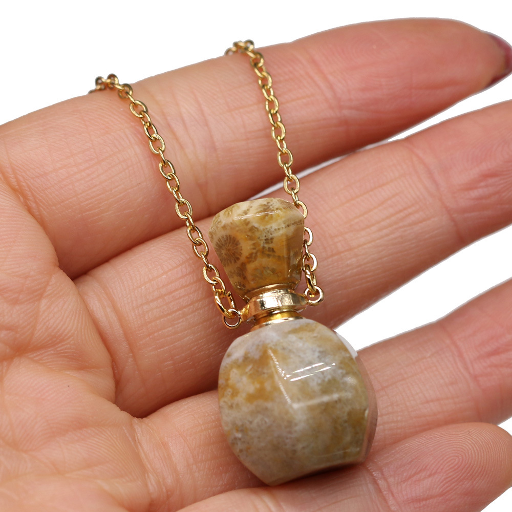 18g Weight Pendant Necklace Classification cable chain Chain Type 1 Piece Quantity Daily Occasion natural stone Material Perfume Bottle Pattern All Seasons Season Unisex Gender Classic Style Style Classic Style Perfume Bottle Natural Stone Cable Chain Pendant Necklace In Bulk 15