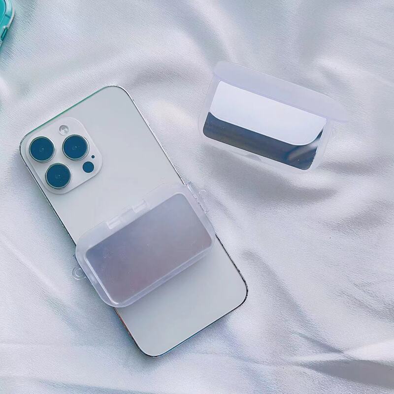 新型シンプルマット仕上げフリップミラー付き背面クリップストレートエッジスマホクリップ素材汎用伸縮式スマホ背面クリップ卸売|undefined