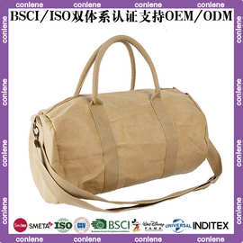 厂家批发复古风可水洗牛皮纸包装袋礼品购物旅游单肩手提斜跨包