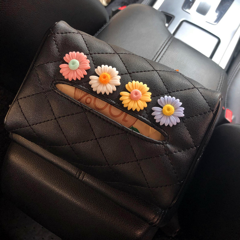 Creative car leather paper box car paper bag car hanging sun visor armrest box tissue box wholesale