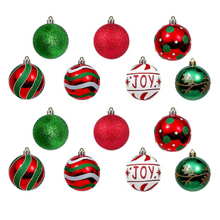 Red, Green and White 6cm Painted Christmas Balls Decoration Props Christmas Tree Hangings Christmas Balls Plastic Electroplated Balls