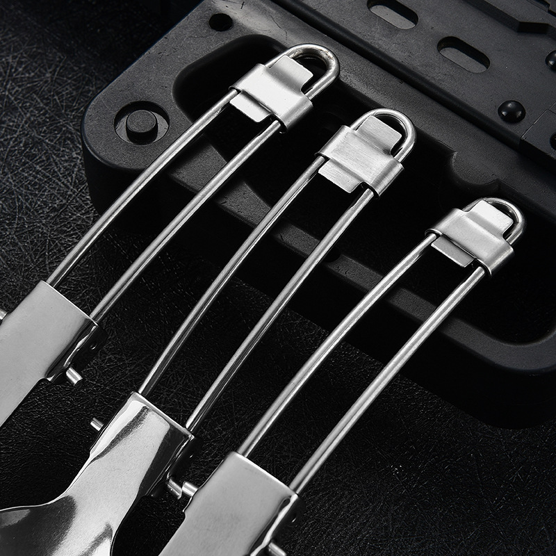 Small universal foldable travel handheld set stainless steel, tableware