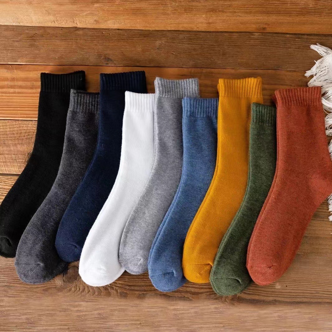 Calcetines de lana de invierno calcetines de algodón engrosados para hombres calcetines de toalla caliente a media pierna de otoño e invierno para hombres