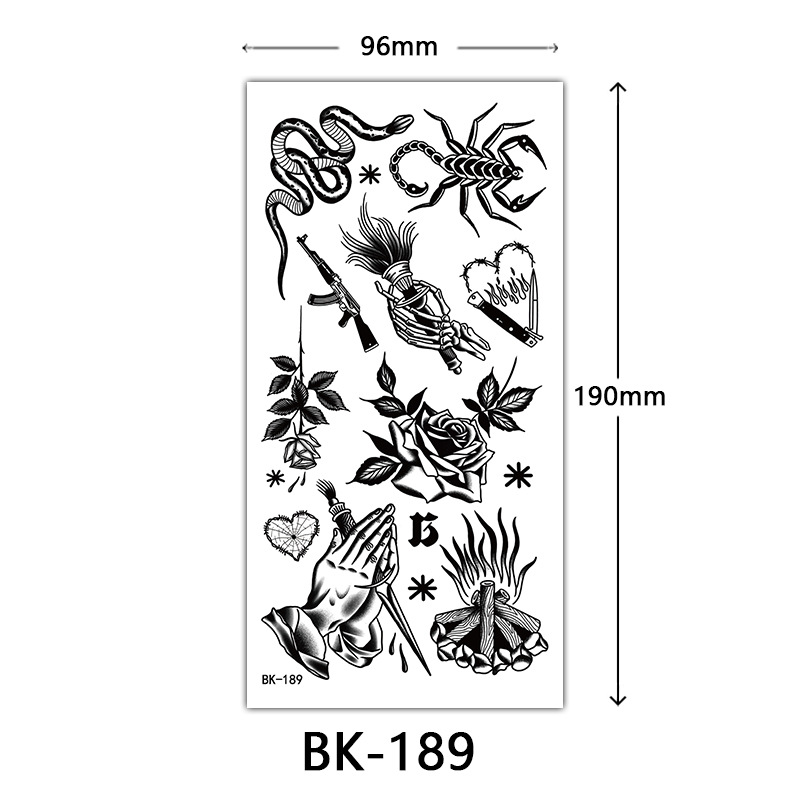 Tatuaje Temporal de Flores Boceto de Papel de Transferencia al Agua, Impresión por Transferencia de Agua, para Cuerpo image 195