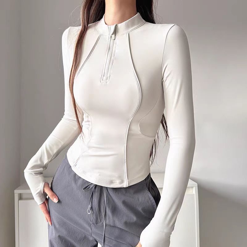 Autumn and Winter Yoga Wear Sports Tops for Women, Waist-Cinching, Slimming, Tight-Fitting Fitness Clothes, Half-Zip Long-Sleeved Clothing Jackets Autumn and Winter Yoga Wear Sports Tops for Women, Waist-Cinching, Slimming, Tight-Fitting Fitness Clothes, Half-Zip Long-Sleeved Clothing Jackets