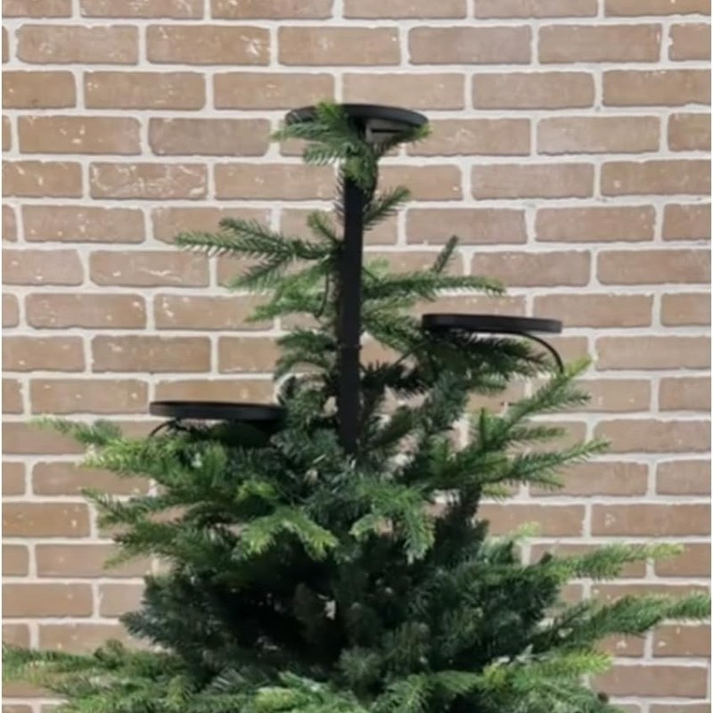 新品現物ブラックTriple Tree Topperクリスマス燭台木頂鉄芸装飾|undefined