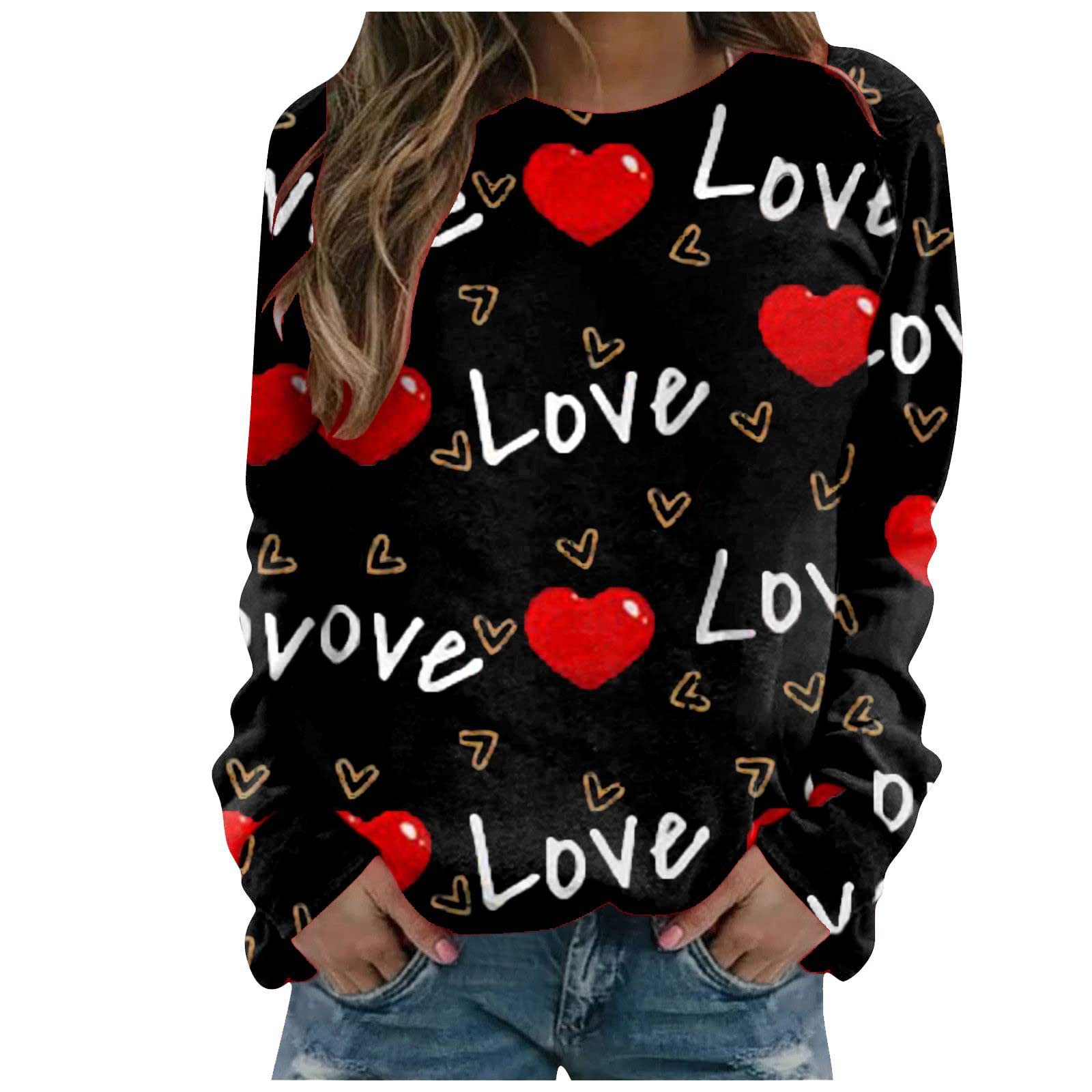 Pull ample à manches longues imprimé motif Saint-Valentin 2024 pour femmes_voghion.com