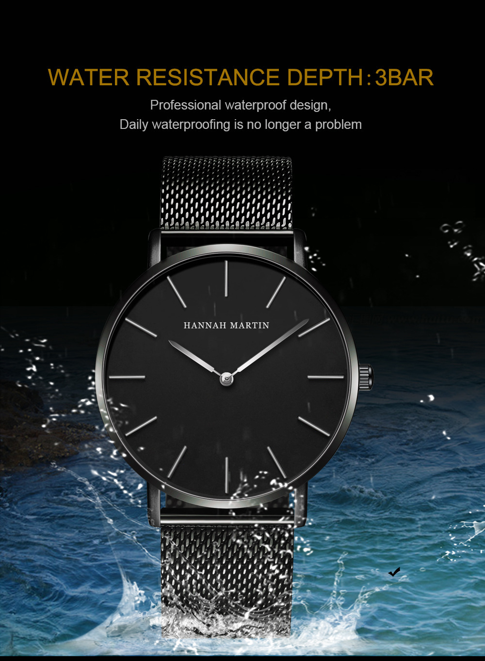 Montre étanche en maille d'acier de précision DW, Simple et Ultra fine, avec montre à Quartz, populaire pour hommes_voghion.com