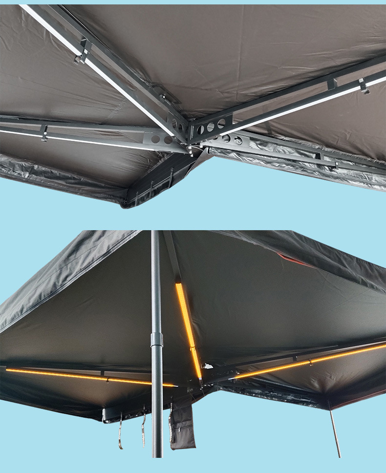 Customized 270 ° Fan-Shaped Canopy Suv Car Side Aluminum Alloy Oxford Cloth Outdoor Camping Tent Mobile Sunshade