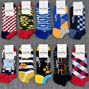 HappySocks��ɫ�m�����ļ�ins���W�t���Ͳ�⴩���^���m�r�д��m