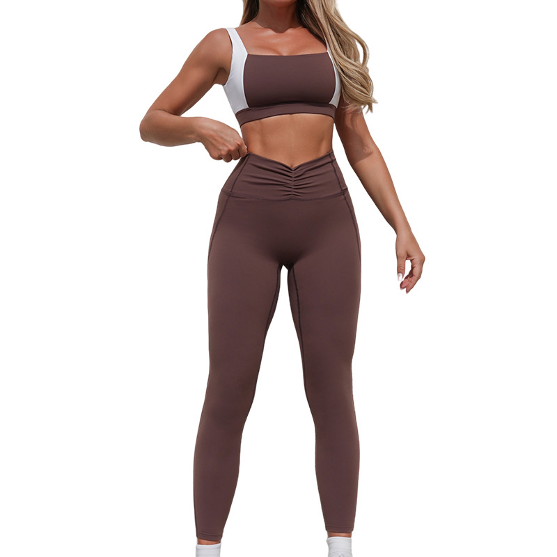 Nuevo chaleco deportivo transfronterizo de retroceso de color, mujeres, Europa y Estados Unidos, fitness, ropa de yoga, ropa apretada para mujeres.