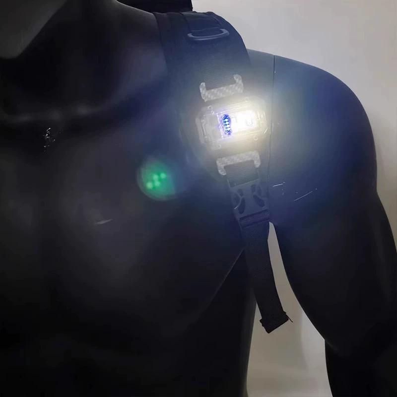 Small handheld tactics travel flashlight for camping, LED lights, life jacket, socket, helmet