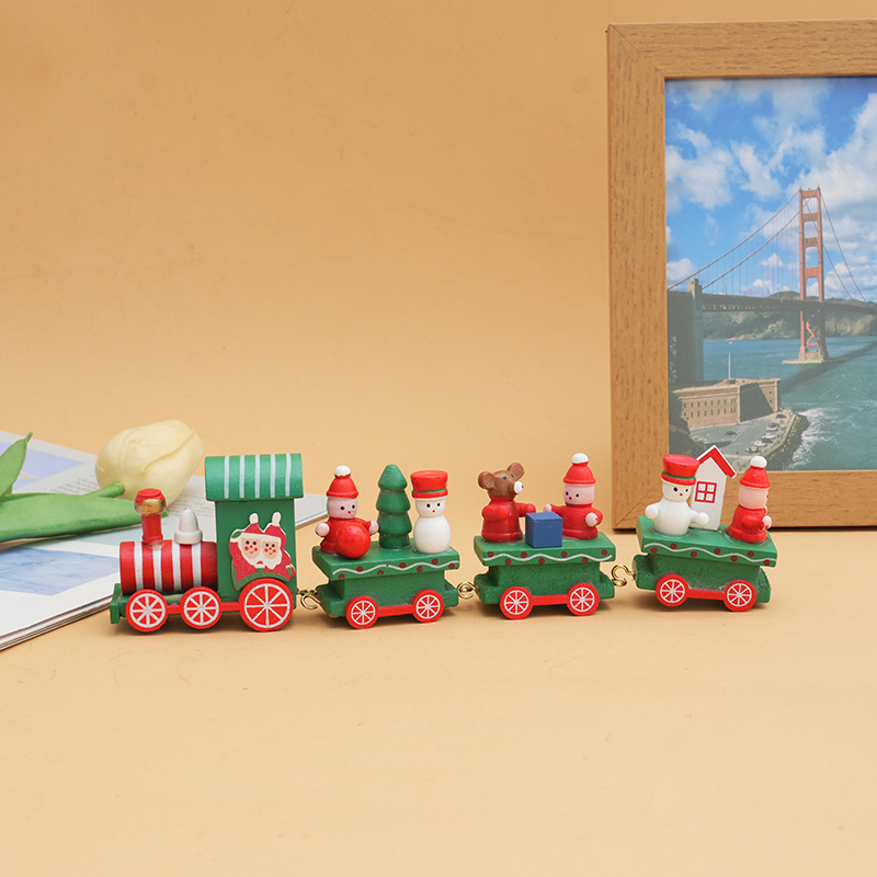 Christmas decorations Christmas wooden train holiday gifts window ornaments wooden crafts wholesale