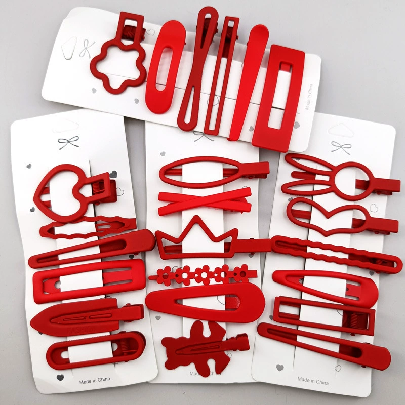 Универсальная ретро-заколка для волос, праздничная красная матовая заколка, корейский стиль, простой и элегантный дизайн
