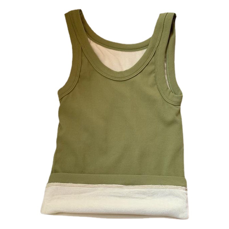 Otoño e Invierno forrado de lana térmica camisola ropa interior Slim bottoming cómodo chaleco sin mangas bottoming camisa interior superior