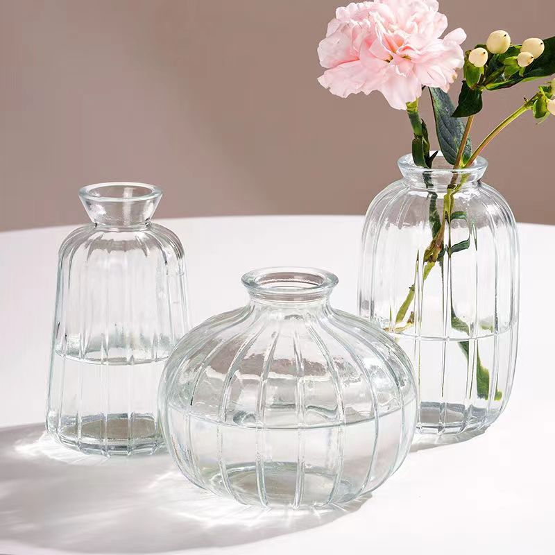 Nordic ins estilo simple vidrio pequeño florero botella de aromaterapia flor hidropónica flor seca florero al por mayor decoración de escritorio