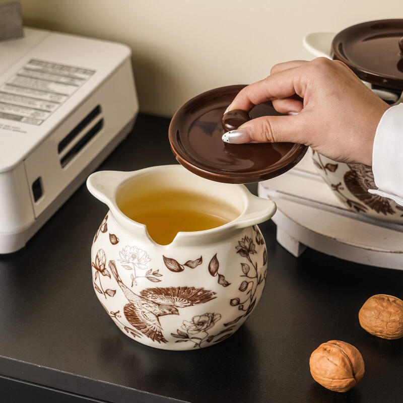 中古风高颜值陶瓷油泼辣子酱料芝麻酱沙茶罐子大容量带勺猪油罐|undefined