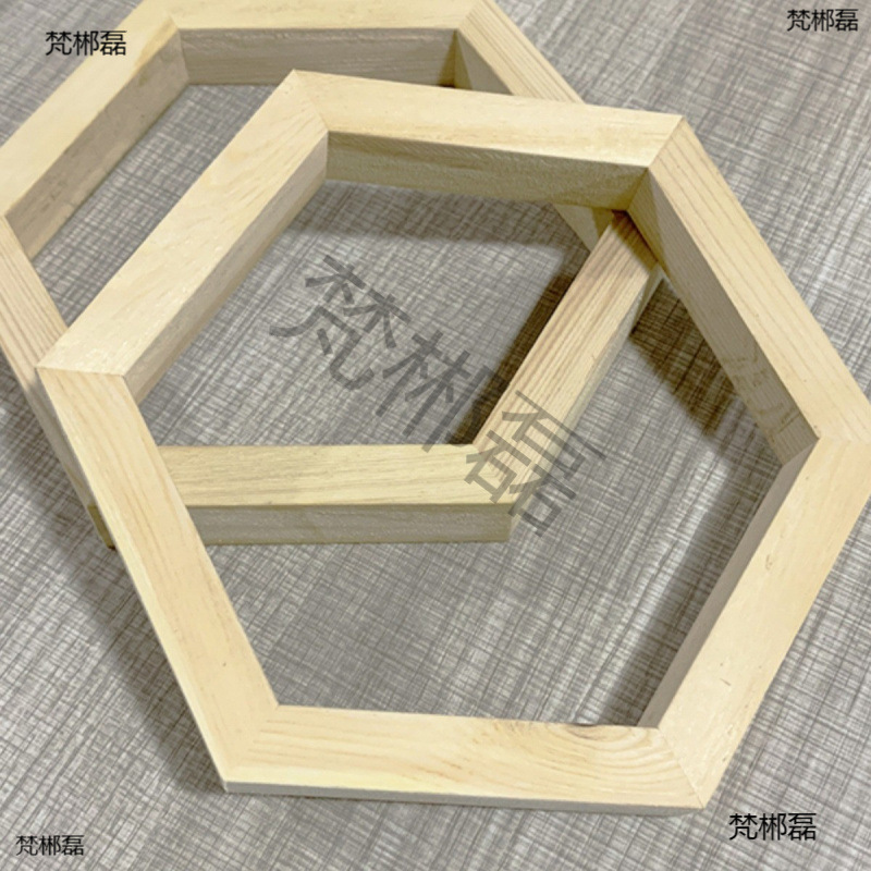 Hexagonal Photo Frame Display Solid Wood Hexagonal Rhombus Frame Combination Changeable Art Decoration Clay Transparent