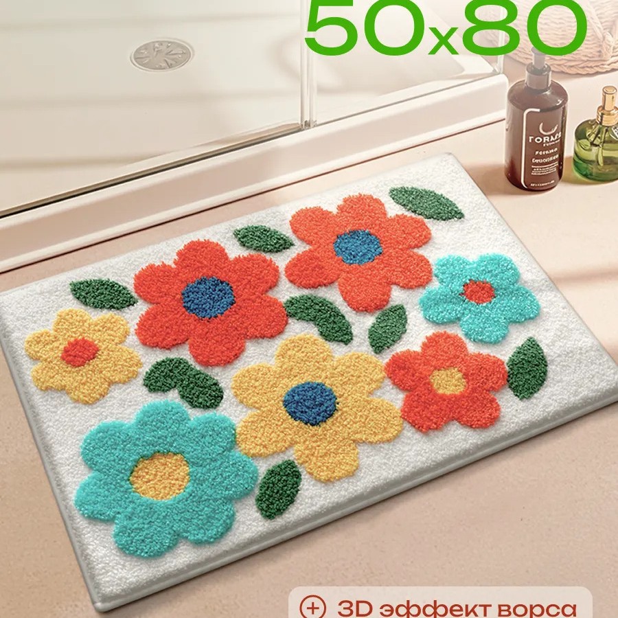 Bathroom Floor Mats Simple Floral Absorbent Floor Mats Household Bathroom Door Imitation Cashmere Floor Mats Easy Care Wholesale