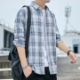 男士外贸春秋格子衬衣