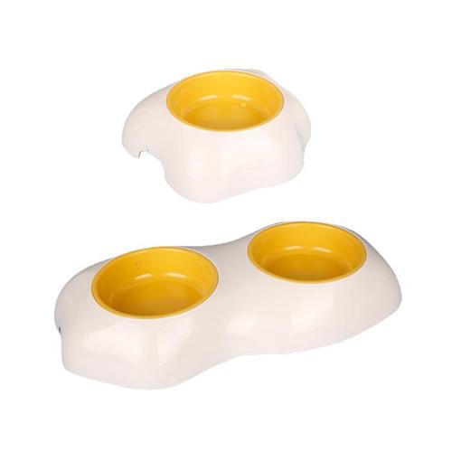 Egg yolk bowl plastic single bowl double bowl pet bowl pet feeding artifact food bowl double bowl cat bowl cat supplies