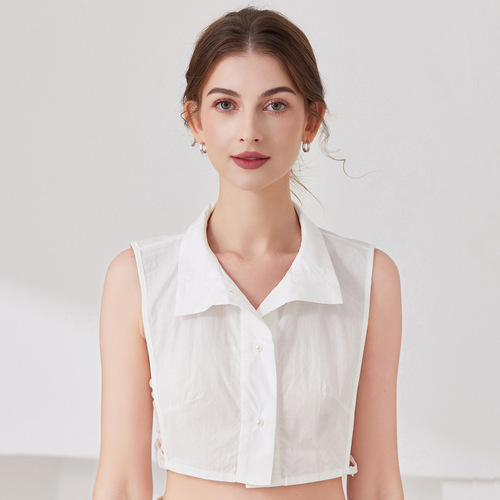 Turn seconds into a beautiful girl's pearl collar cute and lovely white pure cotton shirt style collar