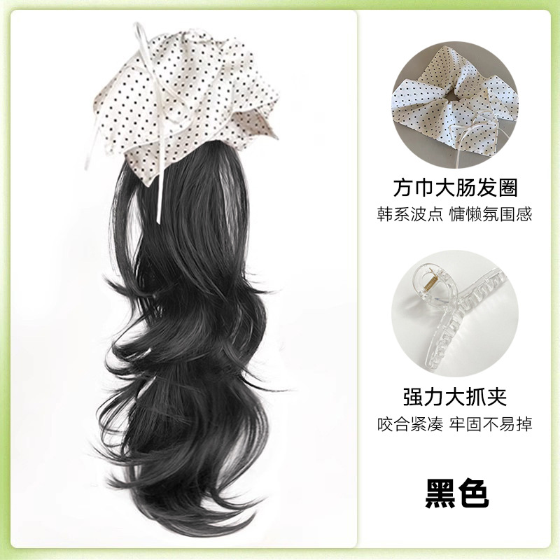 [땡땡이 사각머리끈] 포니테일클립-블랙