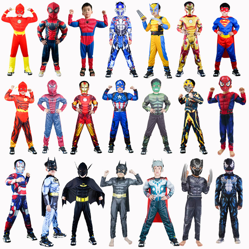 Halloween Children's Captain America Spider-Man Iron Man Optimus Prime Hulk Cosplay Costumes Stage Performance Outfits