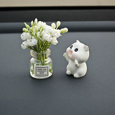 interior decoration small ornaments — Car ornaments - hug-cat-white-jasmine-vase-free-traceless-glue