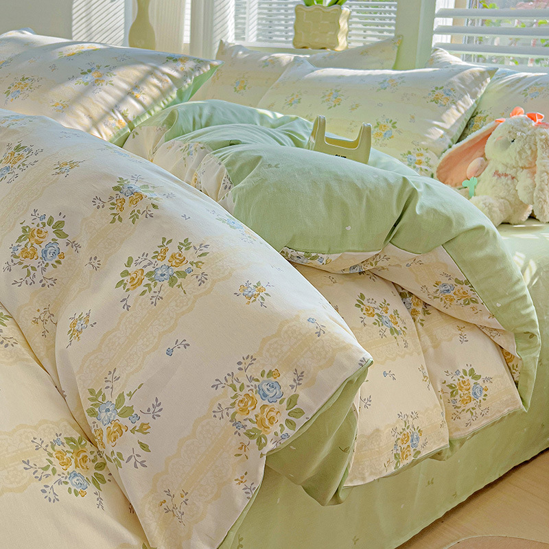 100 algodón cuatro piezas cubierta de cama 2025 nuevo dormitorio de estudiantes sábanas de tres piezas cubierta de cama