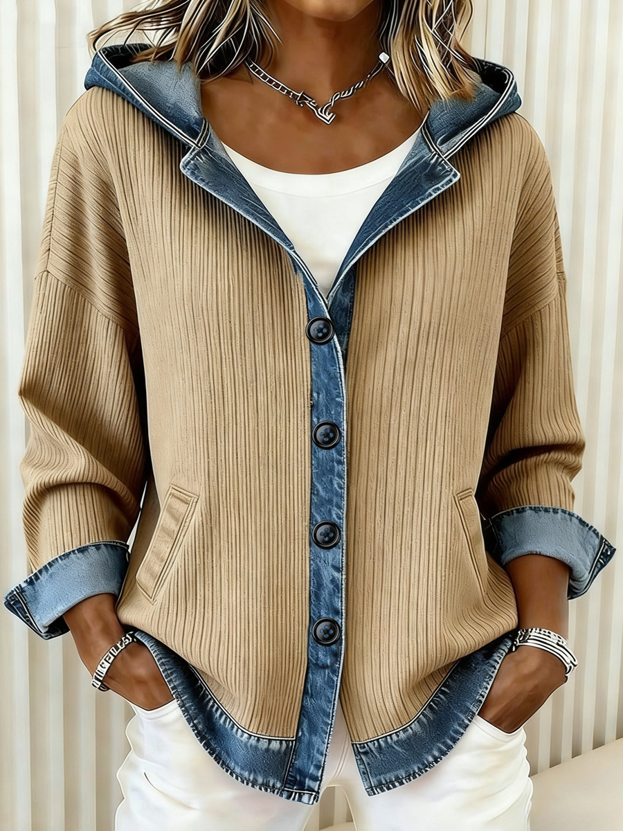 European And American Independent Station Women's Shirt Hoodie Autumn Winter New Fashion Plaid Color-Block Jacket_ecoleips.com
