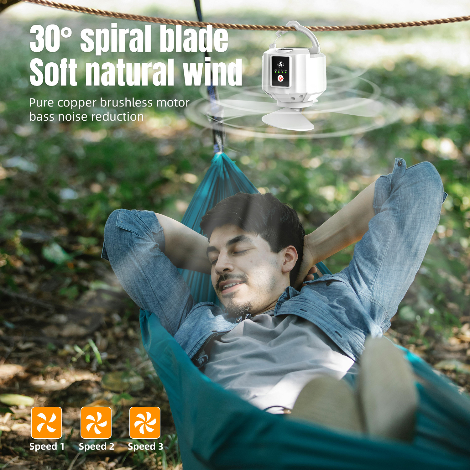Ventilador de Techo Portátil para Camping 10400mAh con Control Remoto Recargable para Tienda de Campaña image 2
