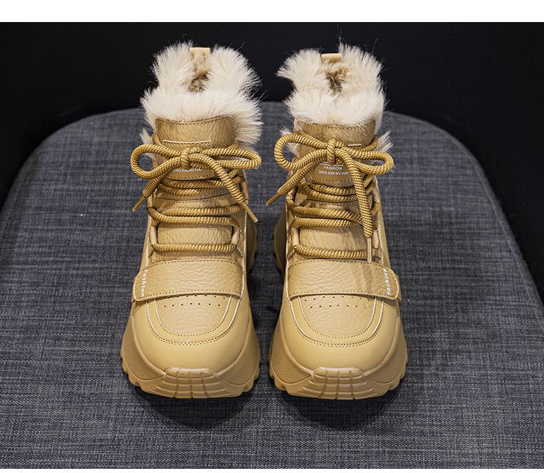 Giày sneaker nữ đế dày tăng chiều cao cổ cao lót lông mùa đông phong cách thể thao đa năng — 5012-1 lông nâu, 5012 lót trắng, 5012-1 lông trắng, 5012 lót nâu chi tiết 20