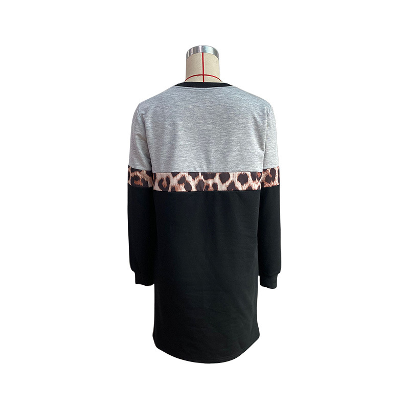 Autumn Winter Women Clothing Casual Sweatshirt Loose Stitching Long Sleeve Dress