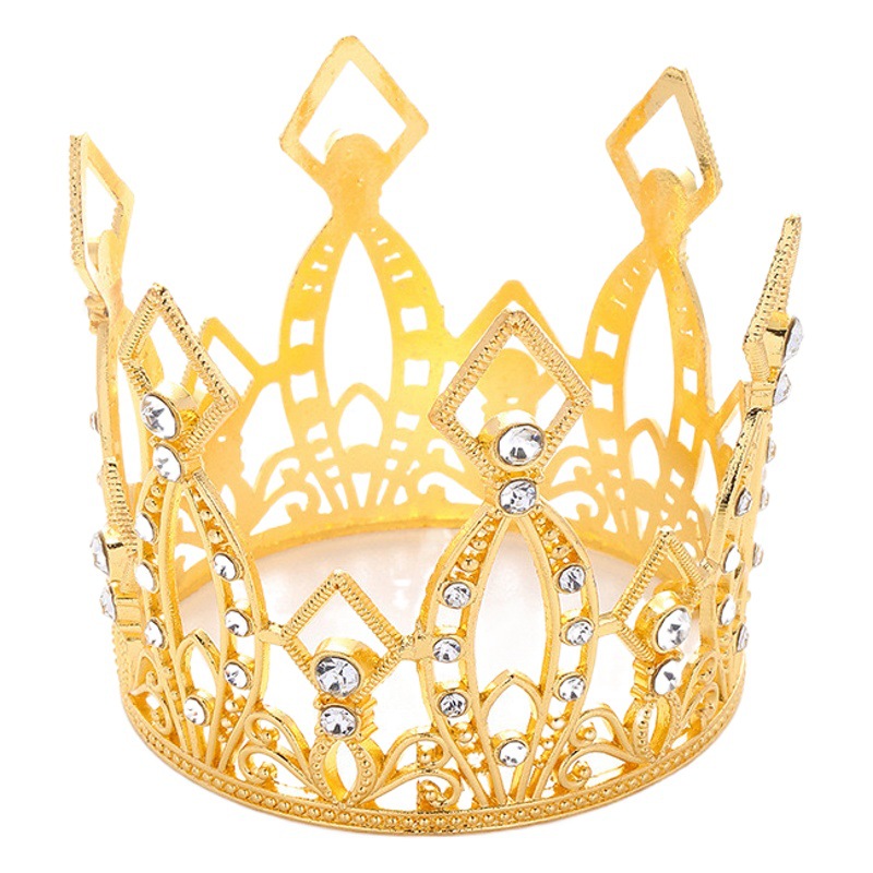 Spot corona barroca decoración de pastel de cumpleaños aleación para niños entero oro redondo plata diamante pequeño tocado de corona