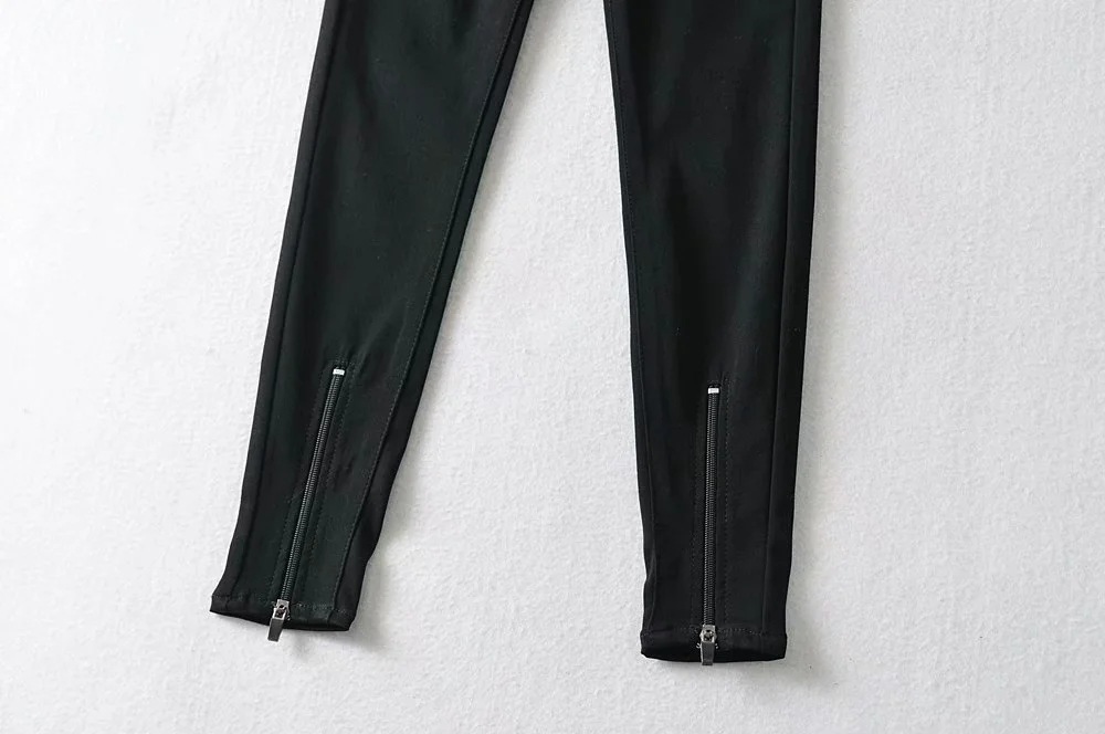 stretch high waist zipper leggings NSHS23469