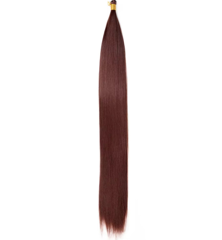 Bone Straight Hair de fibra química de 24 pulgadas Braidi ng Hai sin franjas negras largas rectas image 10
